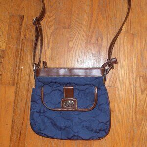 Treviso Crossbody Purse/Handbag~Navy Blue and Brown